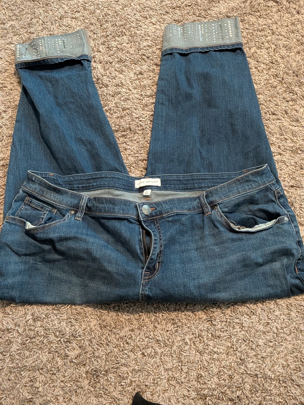 Lane Bryant Dark Blue Women's Jeans with Studded Cuffs